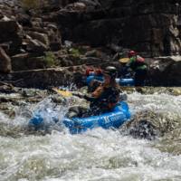 Heading down a rapid on the Mersey River