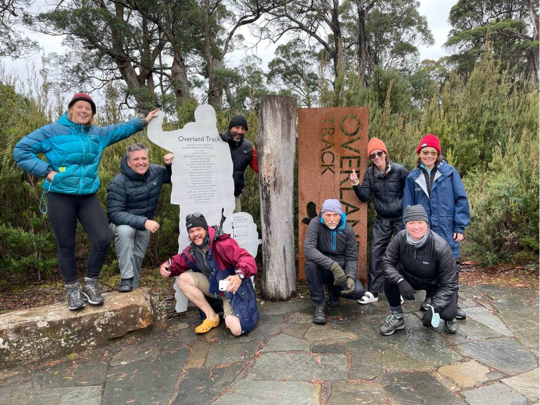 Happy group of hikers at Lake St Claire |  <i>Brad Atwal</i>