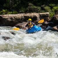 Heading down one of the many exciting rapids on the Mersey River